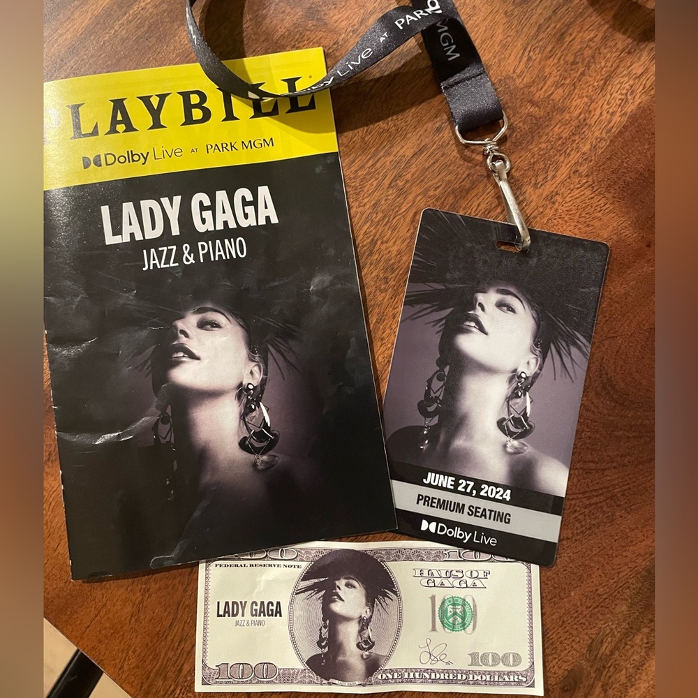 Lady Gaga VIP pass and playbill from her sold out jazz residency in Vegas.